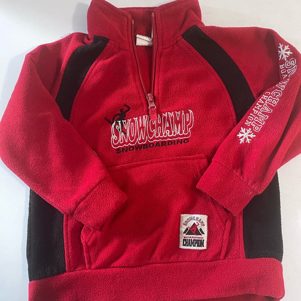 Y2K Sport-Tek Kids Red and Black Fleece Snowboarding Hoodie